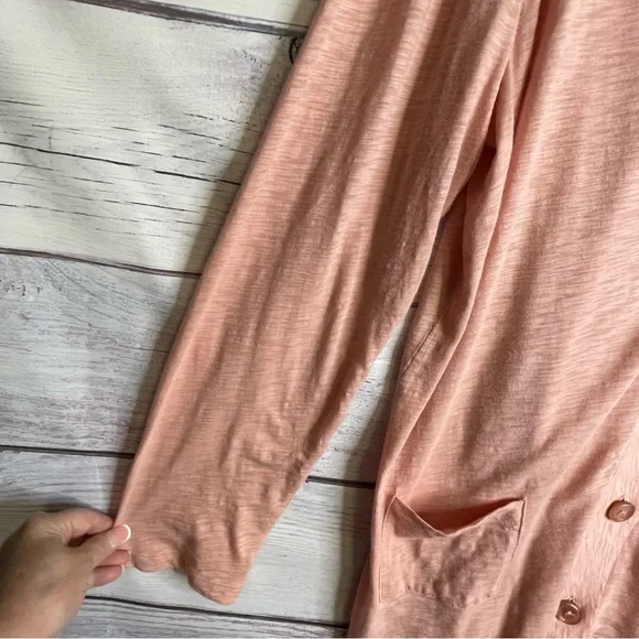 Talbots Peach Cardigan Size XL V-Neck Lightweight Cotton BOHO Grandpacore - Picture 4 of 12